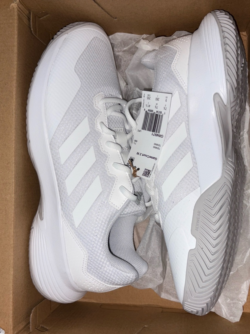 WOMEN'S ADIDAS GameCourt 2 Size 9 White GW4971 Tennis Sneakers
